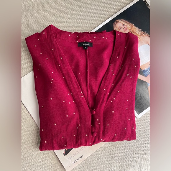 Rails Sloane Rogue Gradient Stars Button Down V-Neck Shirt In Dark Red Size M - Picture 14 of 14